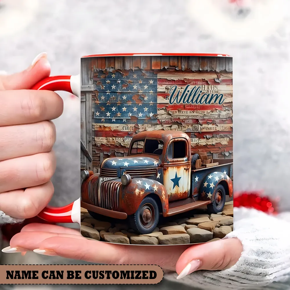 American Independence Day Truck Personalized Accent Mug