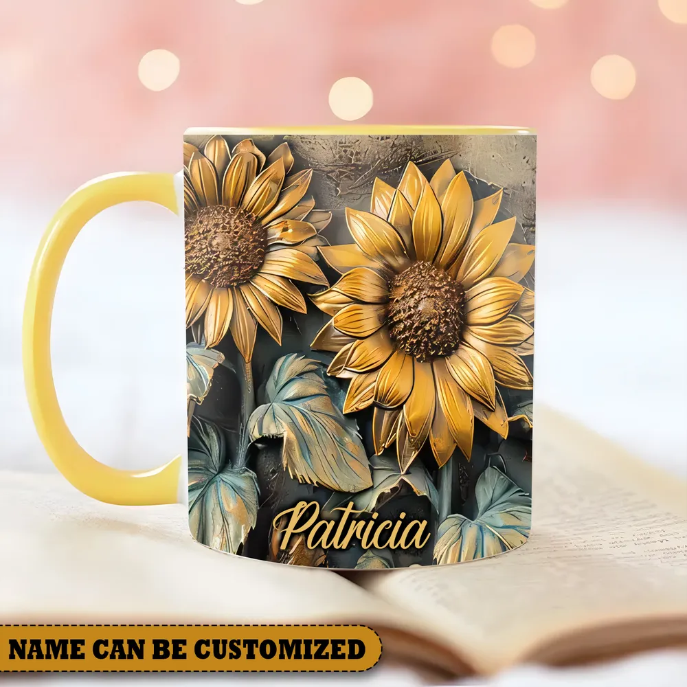 Sunflower Vintage 2 Personalized Accent Mug