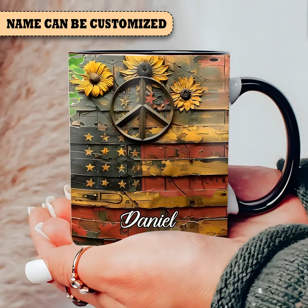 Hippie Independence Personalized Accent Mug