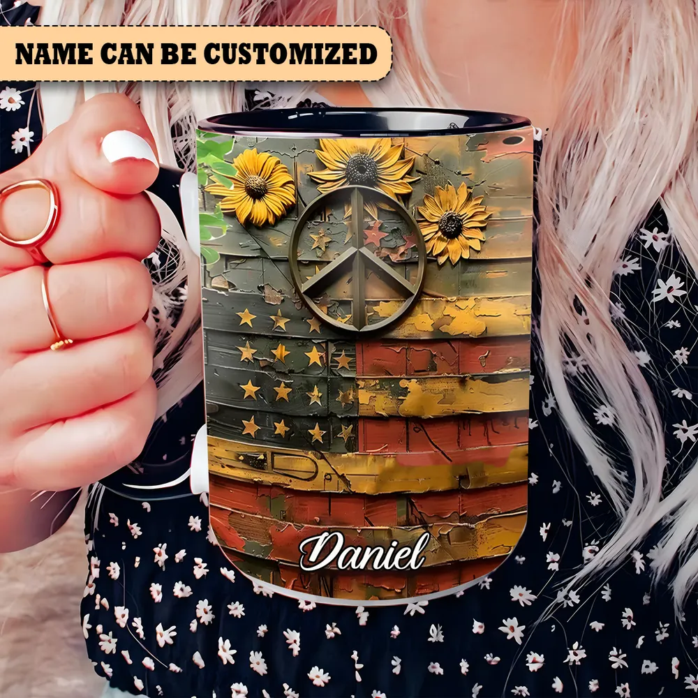 Hippie Independence Personalized Accent Mug
