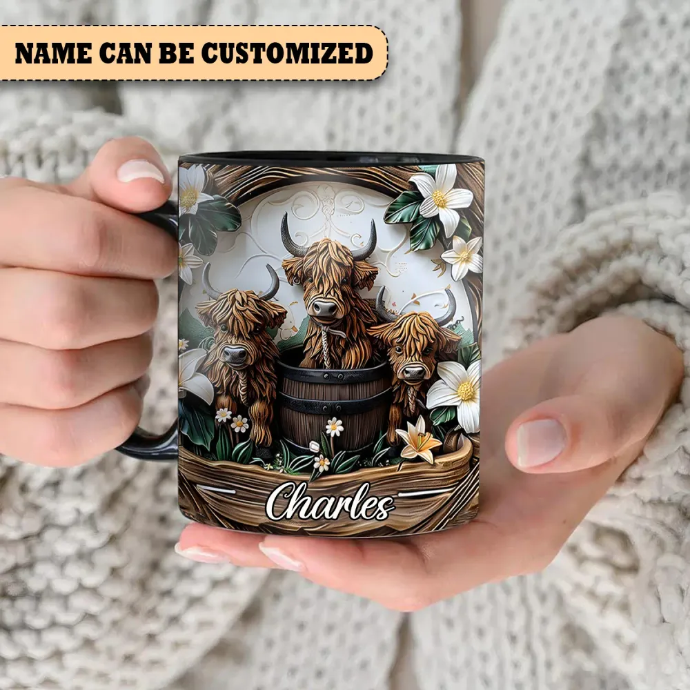 Personalized Highland Cows Accent Mug