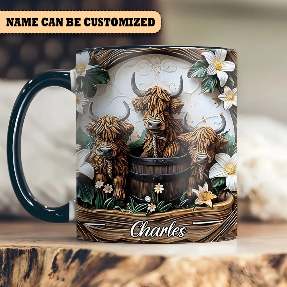 Personalized Highland Cows Accent Mug