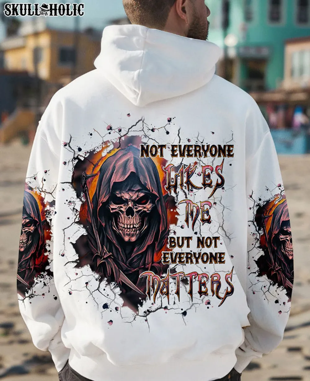 NOT EVERYONE LIKES ME SKULL REAPER - All Over Print , Skull Drawing, Skull Art, Skull Tattoos AOP Unisex Standard Hoodie 2 white s