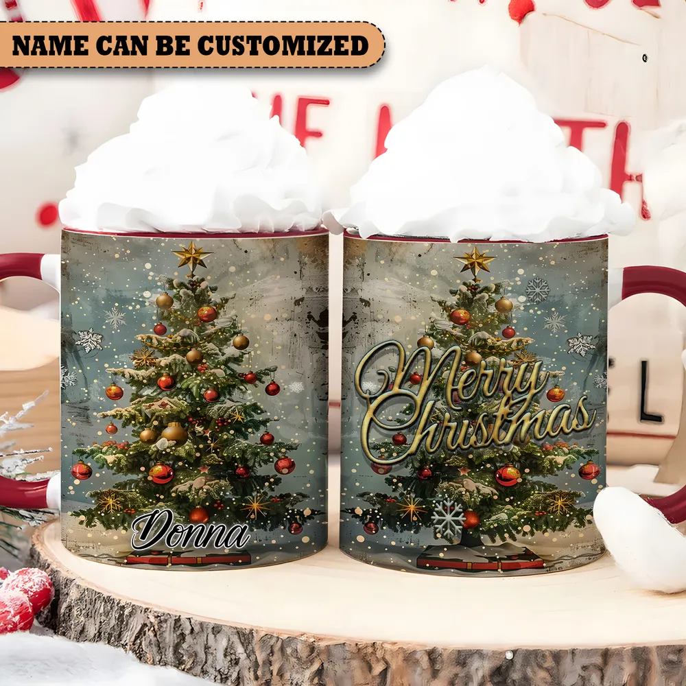 Personalized Christmas Tree Accent Mug - Christmas Gift