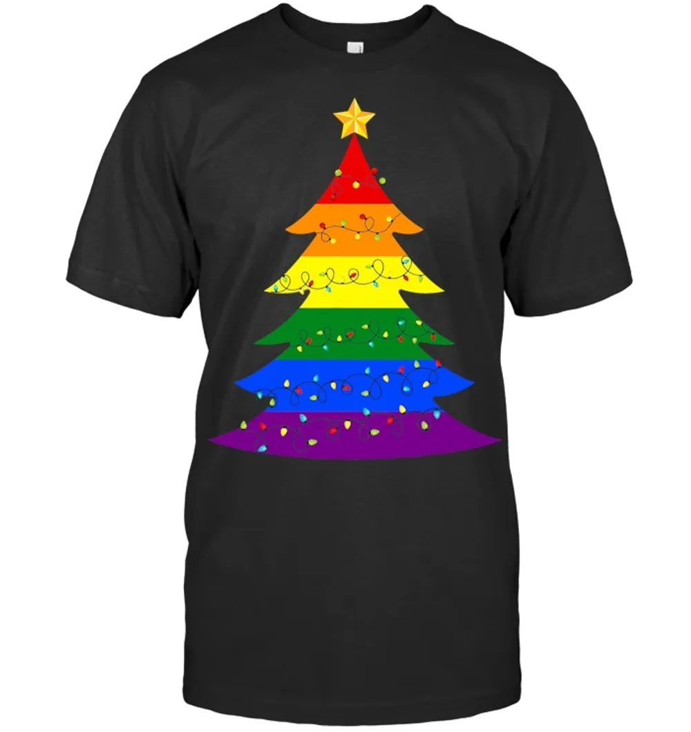 LGBTQ Pride Rainbow Flag Christmas Tree X Mas Gifts T Shirt