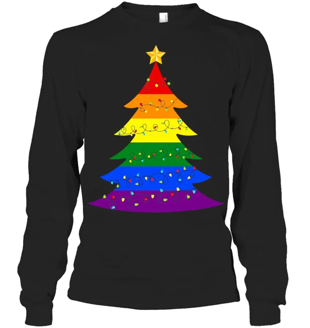 LGBTQ Pride Rainbow Flag Christmas Tree X Mas Gifts T Shirt