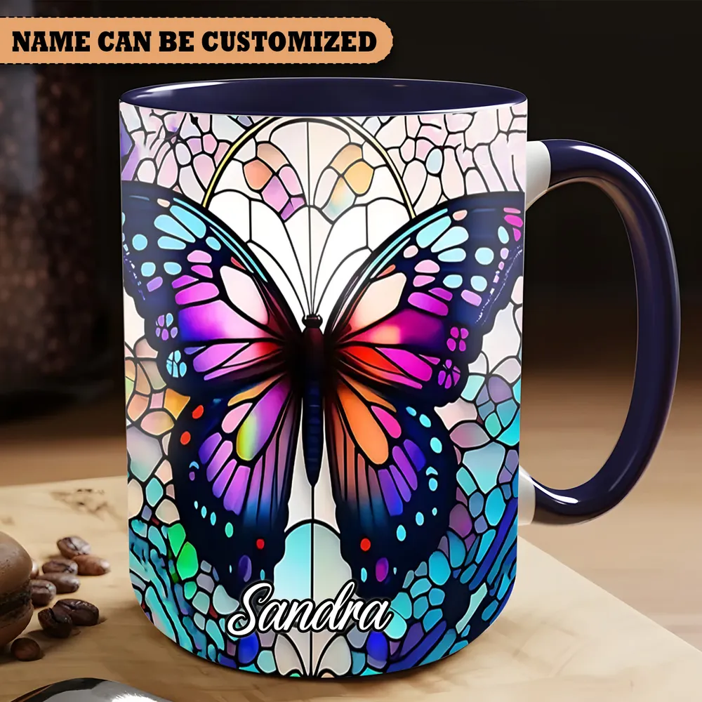 Beautiful Butterfly Personalized Accent Mug