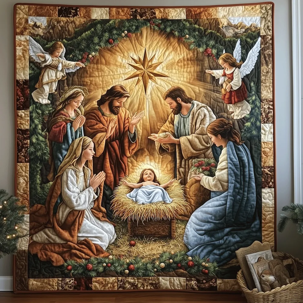 Bethlehem Scene Quilted Blanket