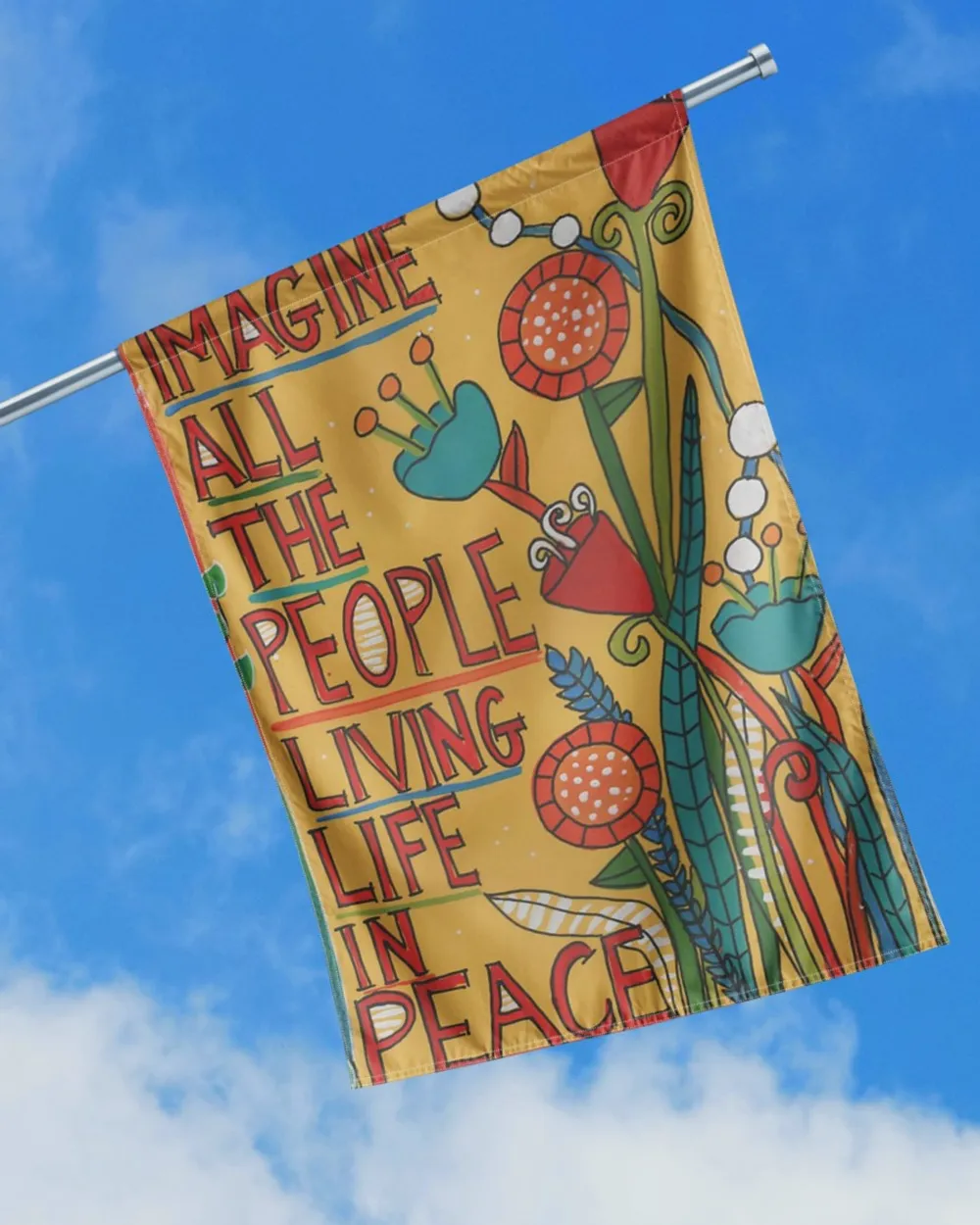 Imagine All The People Living Life In Peace Flag