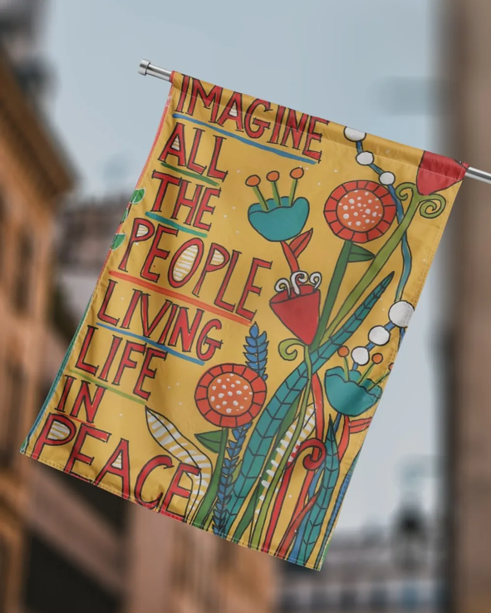 Imagine All The People Living Life In Peace Flag