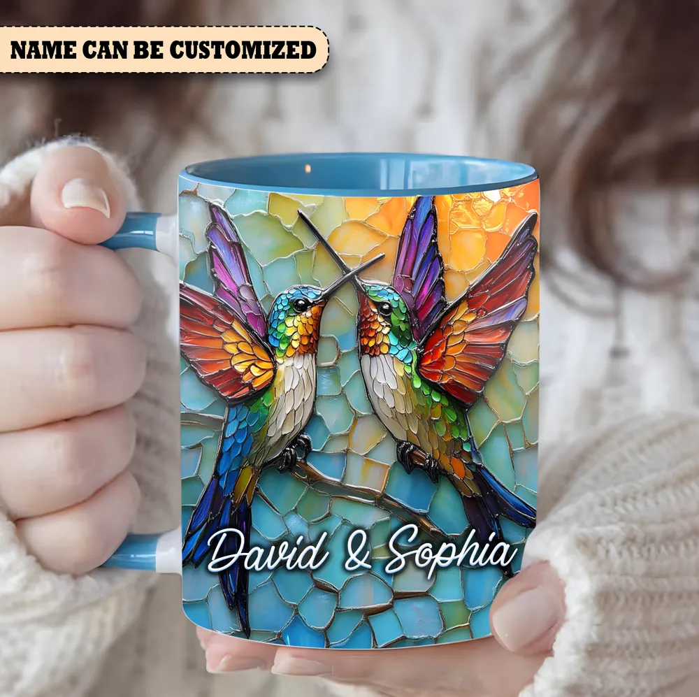 Personalized Couple Hummingbirds Ceramic Accent Mug