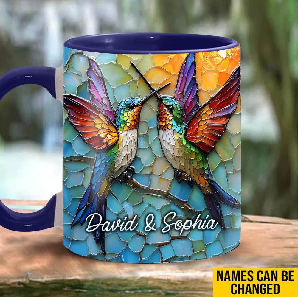 Personalized Couple Hummingbirds Ceramic Accent Mug