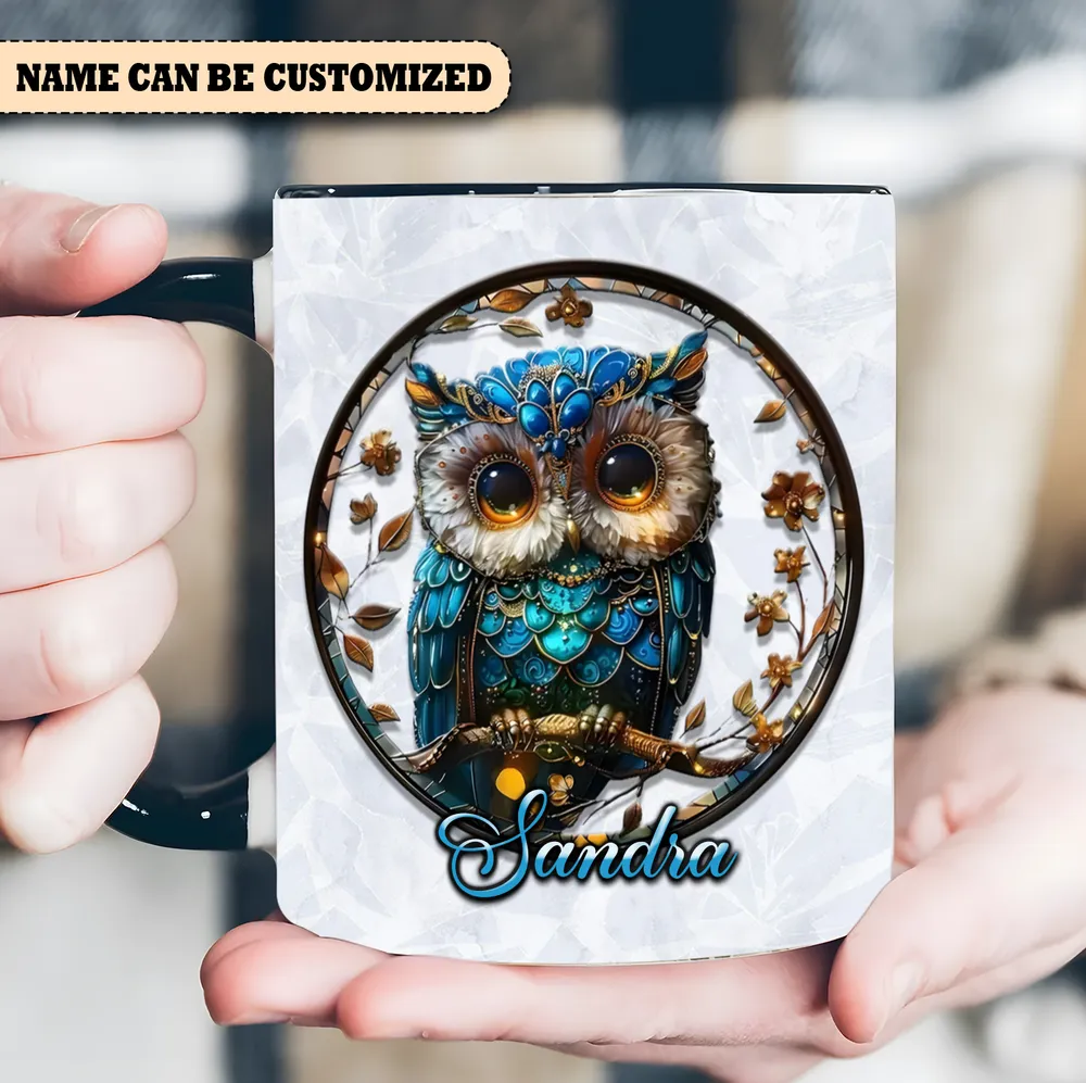 Personalized Beautiful Owl  Accent Mug