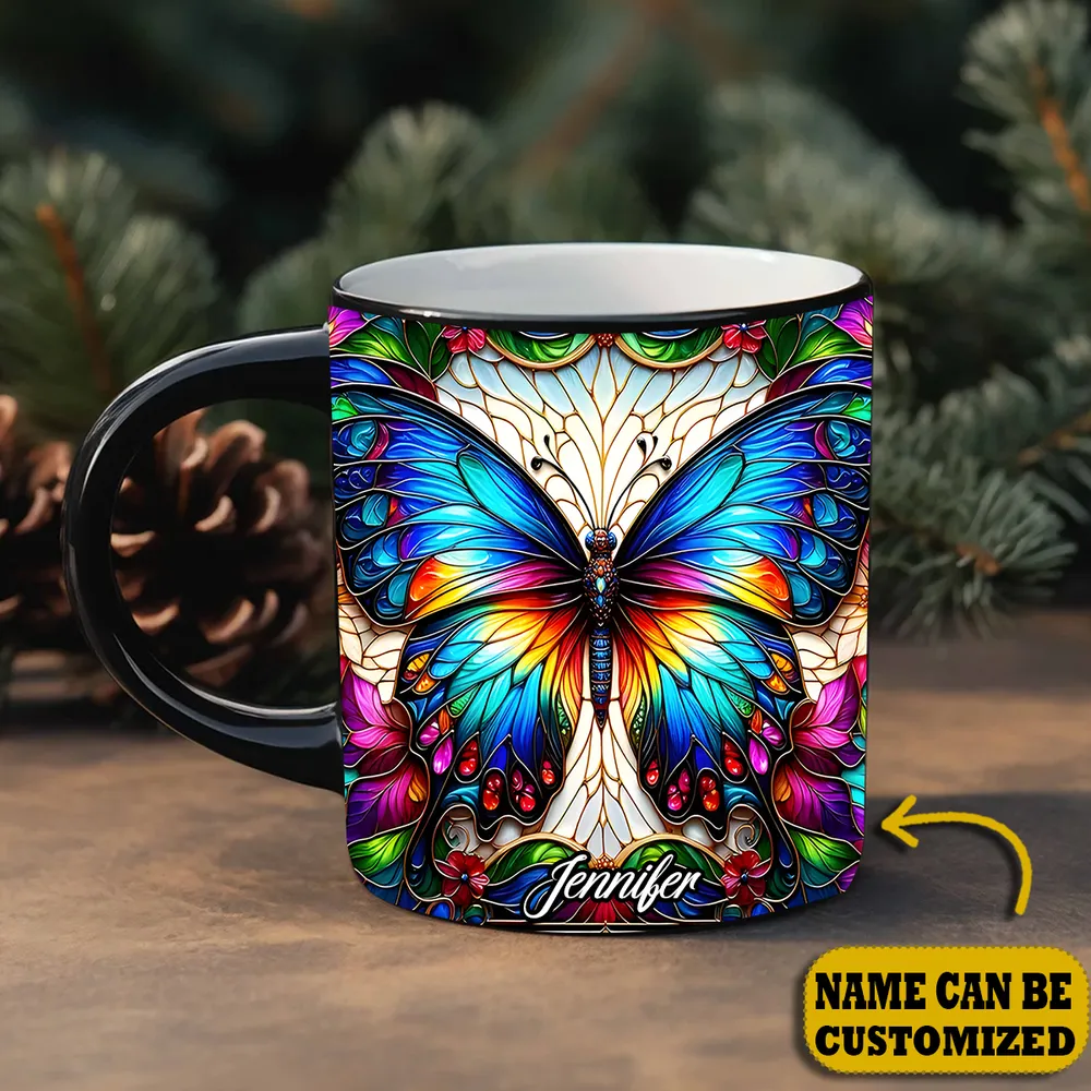 Personalized Butterfly Colorful Accent Mug