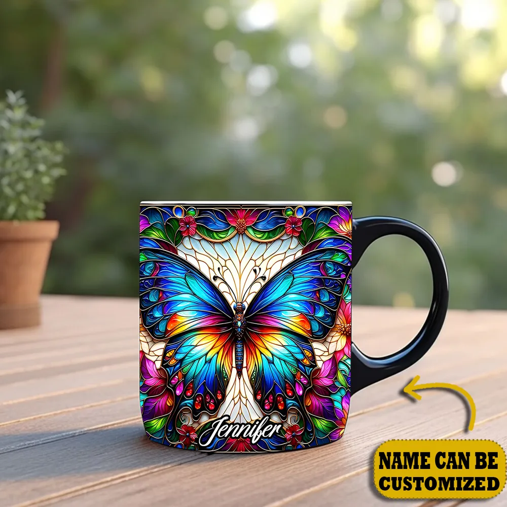 Personalized Butterfly Colorful Accent Mug