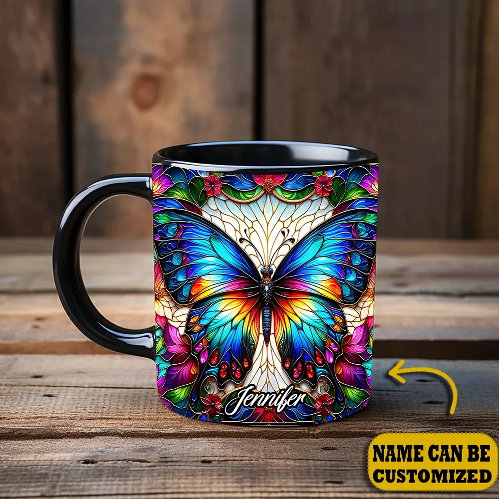 Personalized Butterfly Colorful Accent Mug