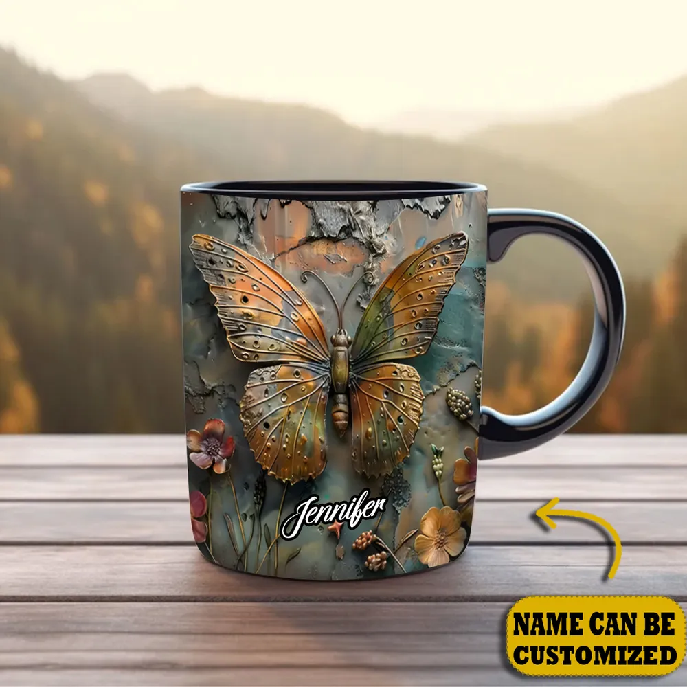 Personalized Butterfly Vintage Accent Mug