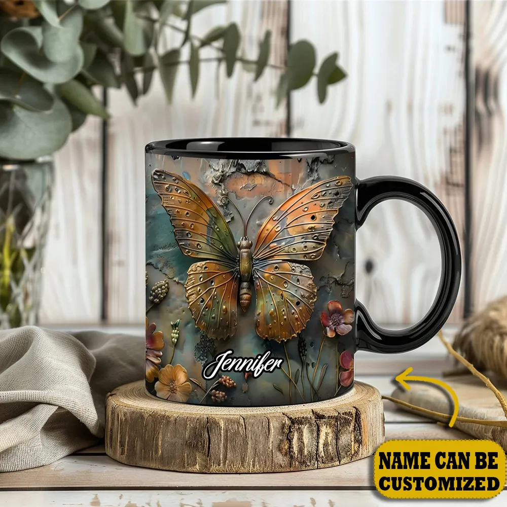 Personalized Butterfly Vintage Accent Mug