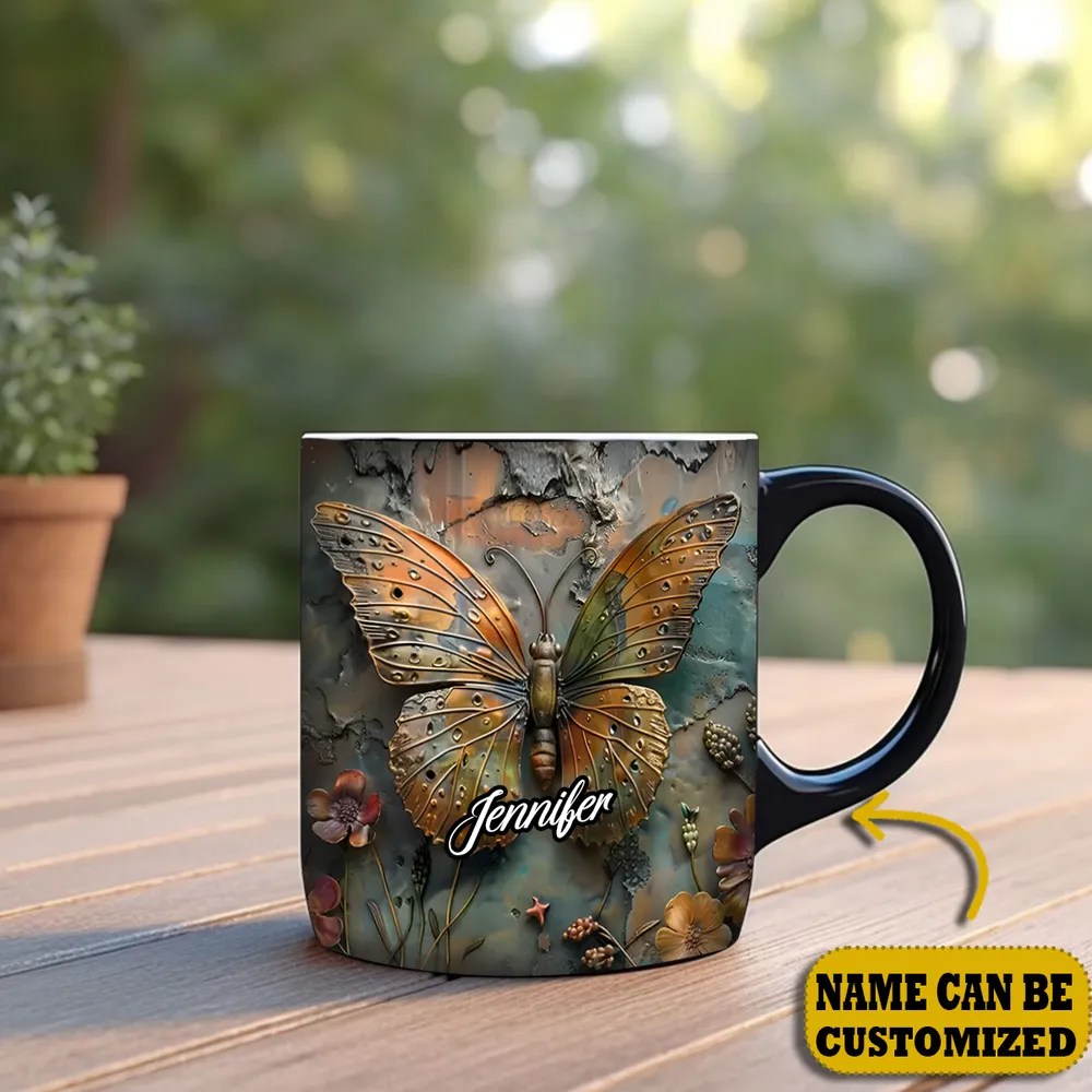 Personalized Butterfly Vintage Accent Mug