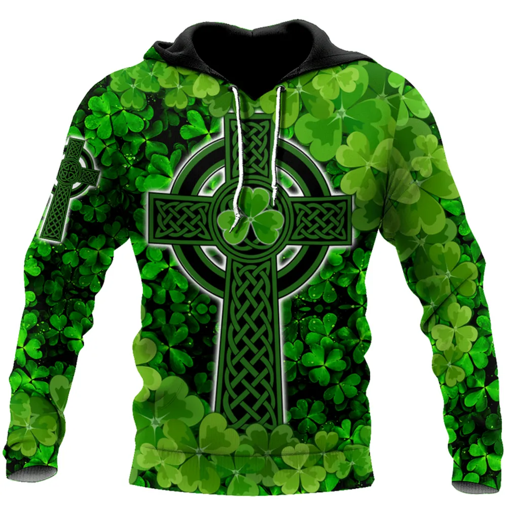 Unisex Hoodie Irish St. Patrick Day Celtic Knot And Celtic Cross