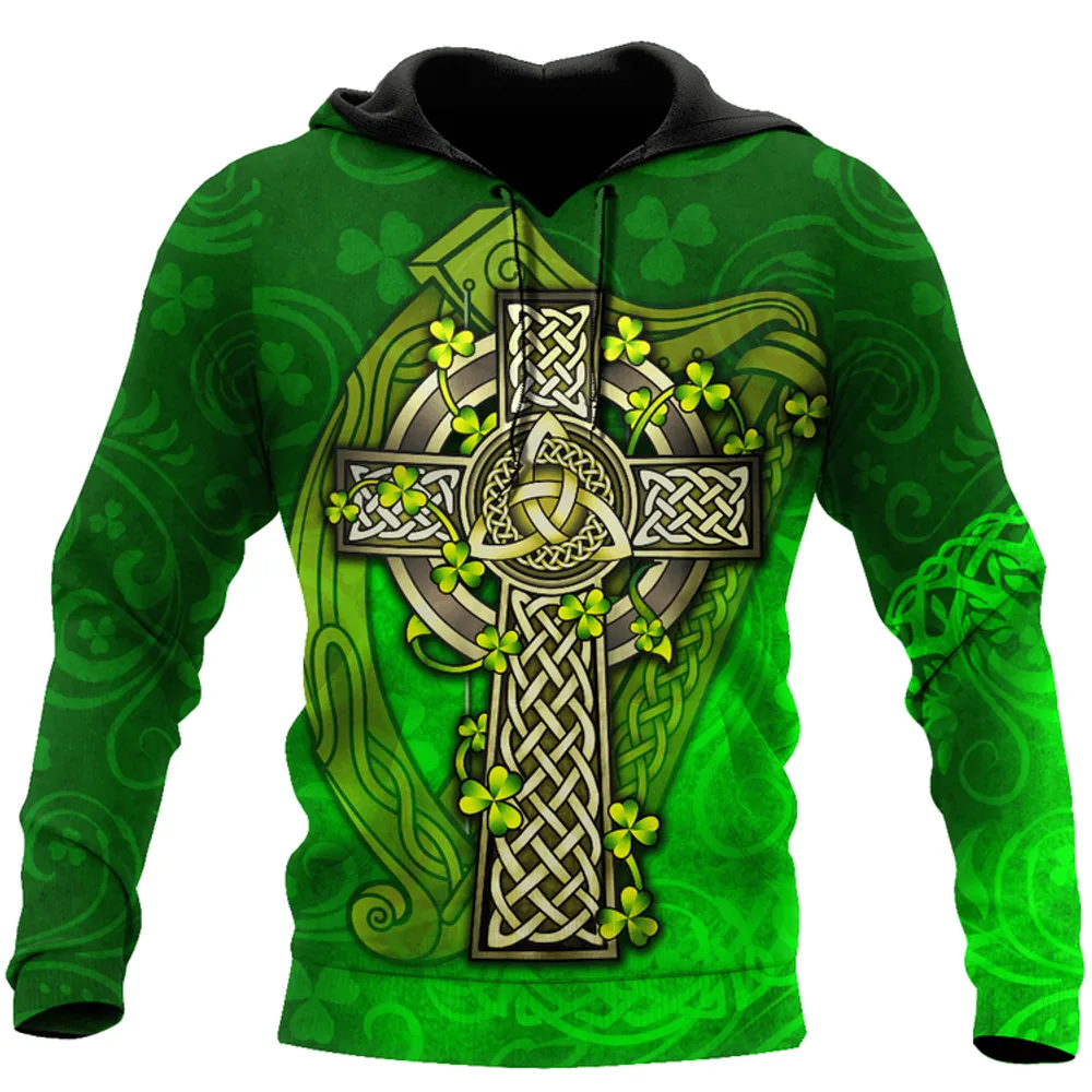 Unisex Hoodie Irish St. Patrick Day Celtic Knot And Celtic Cross