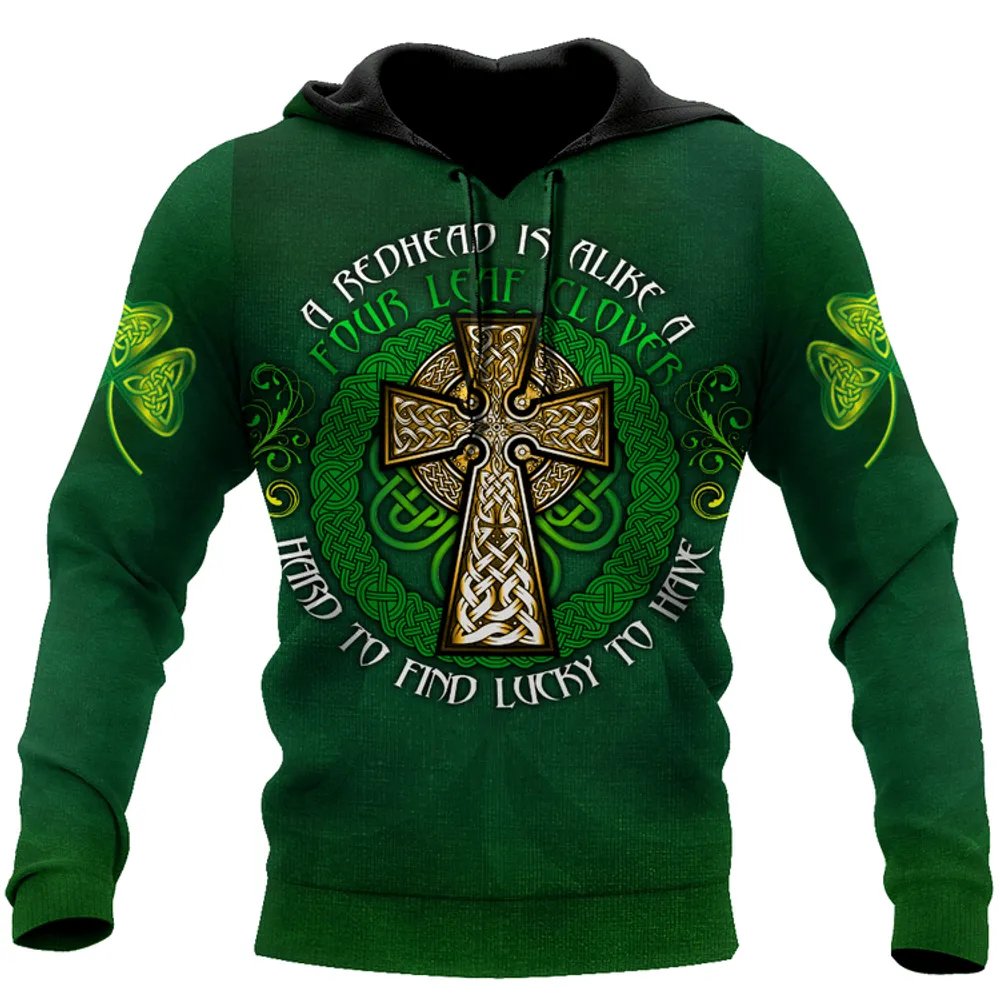 Unisex Hoodie Irish St. Patrick Day Celtic Knot And Celtic Cross