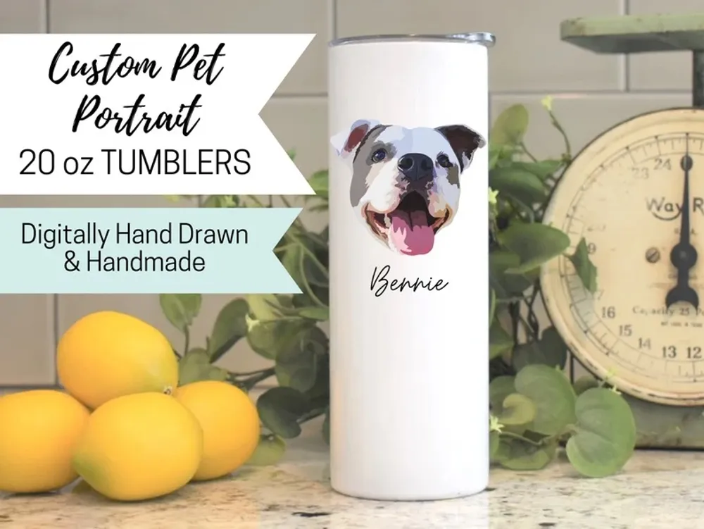 Custom Pet Hand Illustrated Portrait Tumbler