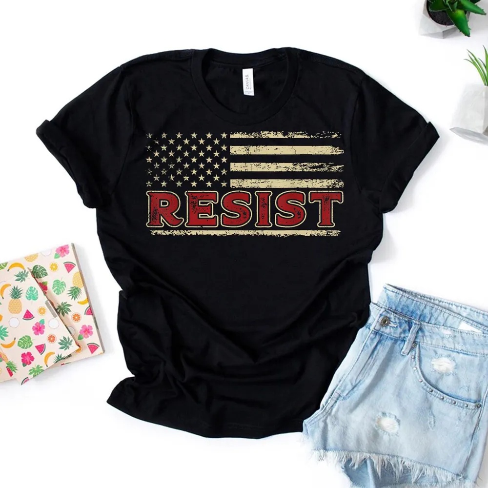 American Flag Shirts For Men Women Resist Black Shirt