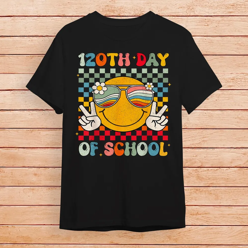 Happy 120th Day Of School Groovy 120 Days Of School Teacher Shirt