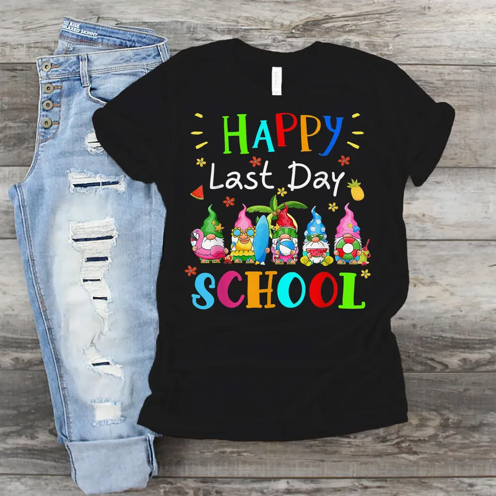 Happy Last Day Of School Teacher Student Graduation Gnomes T-Shirt
