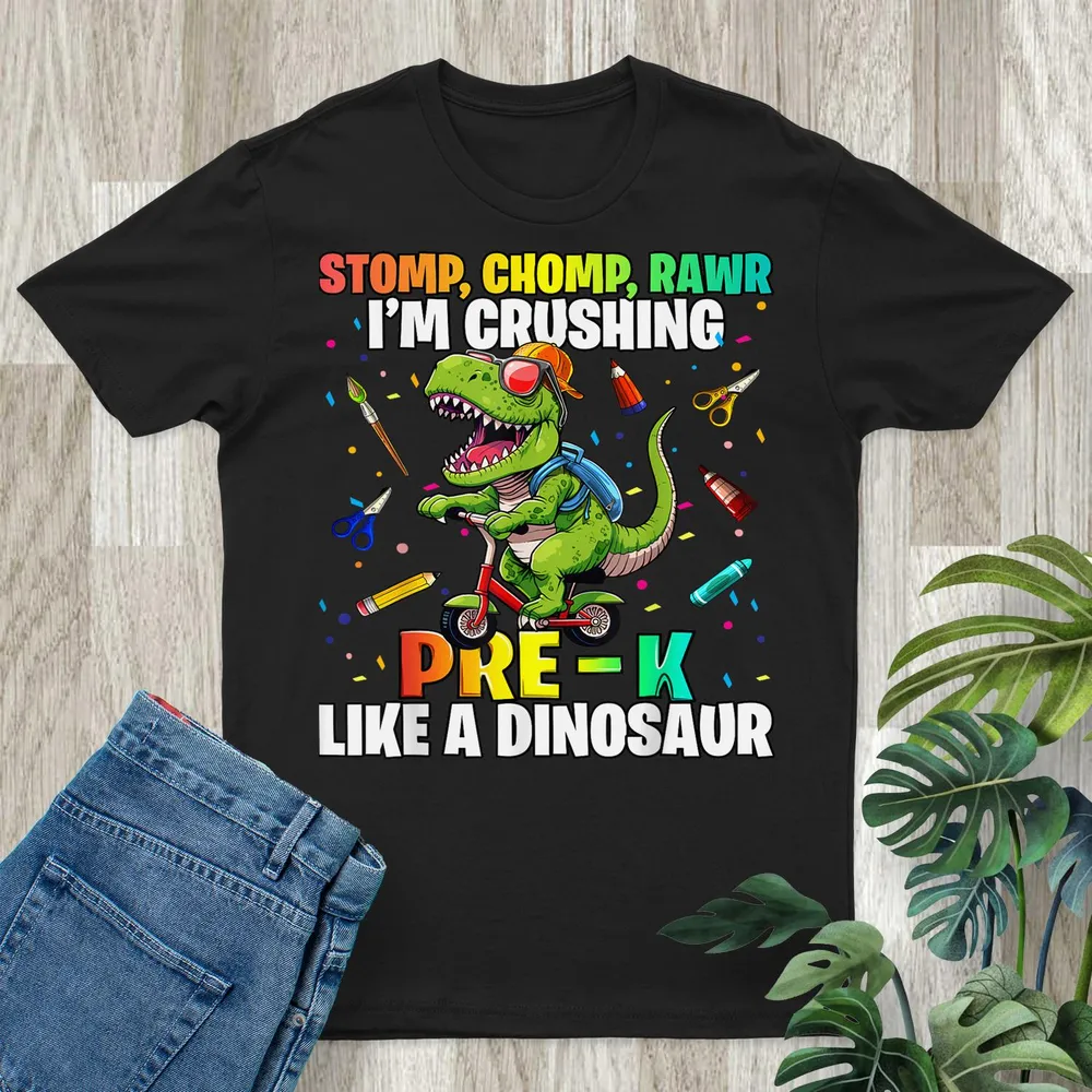 Dinosaur Pre-k Back To School First Day Of School Boys Shirt