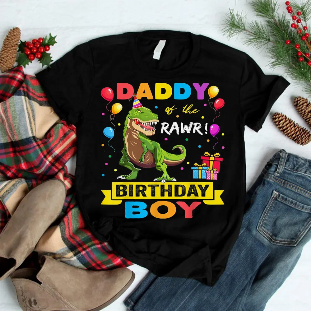 Daddy Dinosaur Shirt Funny Cute Birthday Boy Family Apparel Shirt