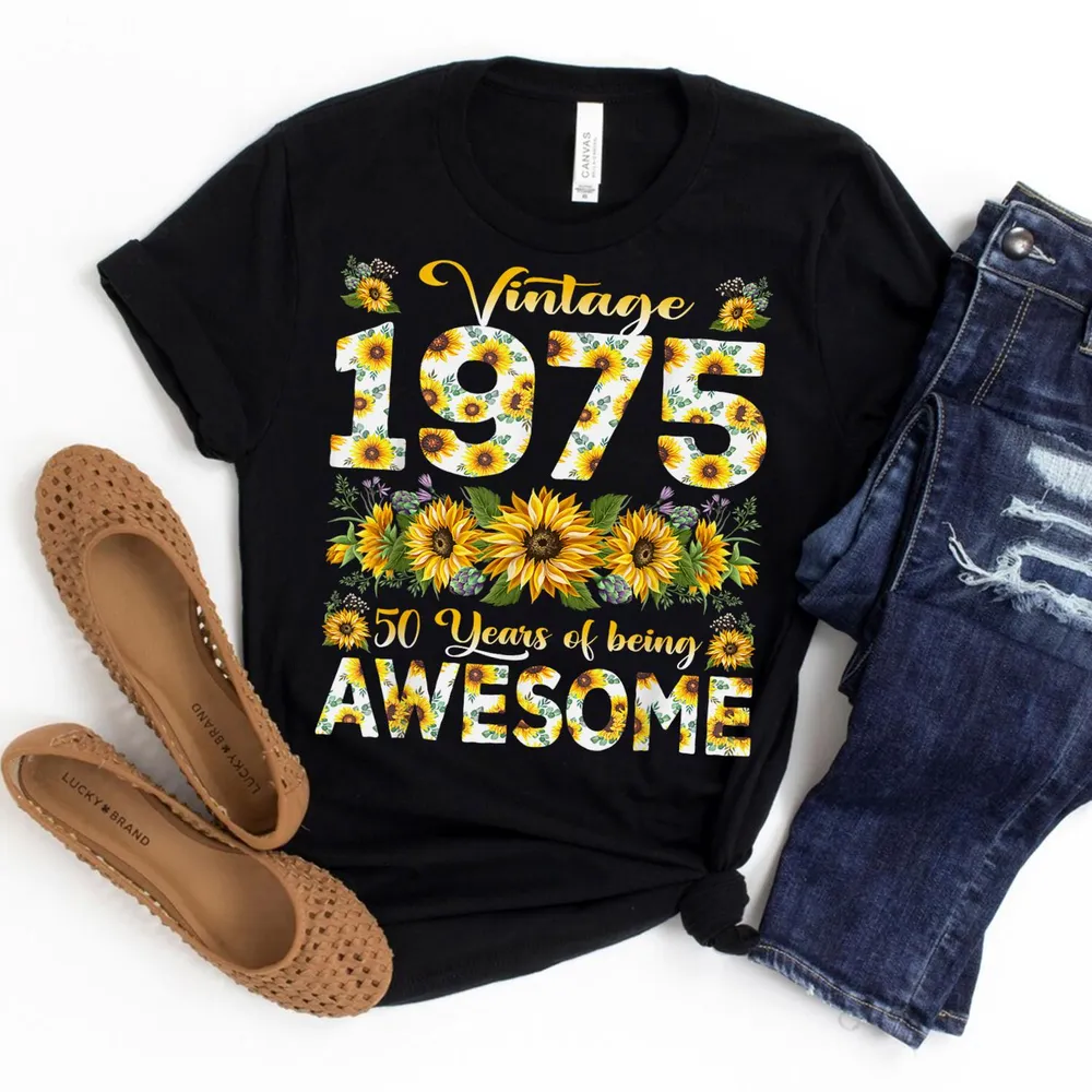 50 Year Old Funny Vintage 1975 Sunflower 50th Birthday Gifts Shirt
