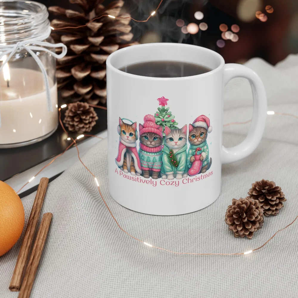 Cat Mom Christmas Gift Cute Holiday Cat Lover Christmas Gift for Her Mug