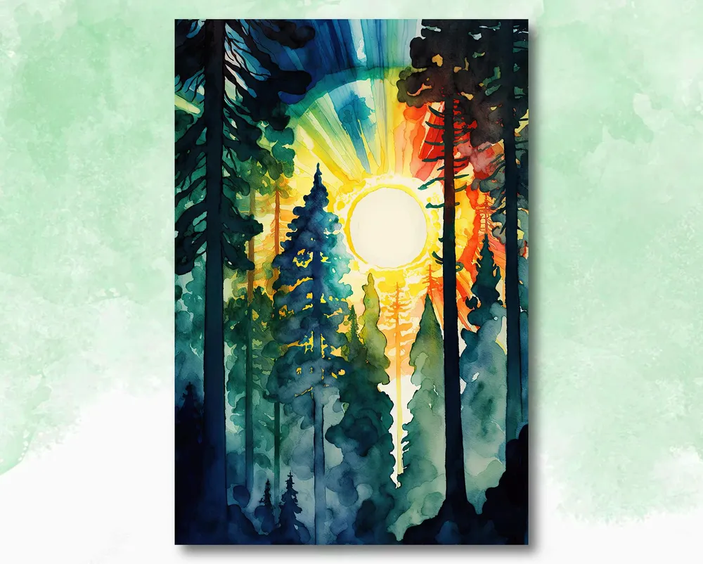 Redwood Forest Sunset Print California Wall Art Sequoia National Park Decor Landscape Painting Rustic Home Canvas