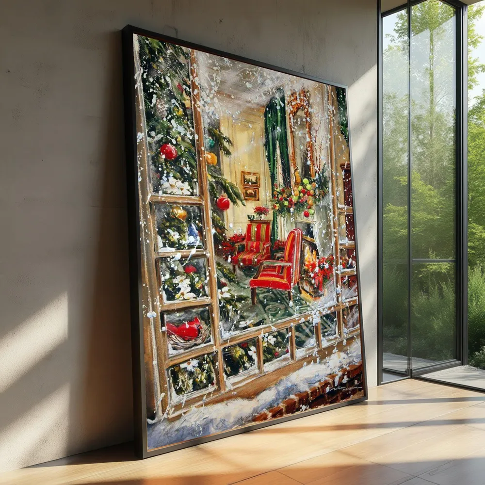 Christmas Snowy Living Room Festive Holiday Wall Art Winter Décor Canvas