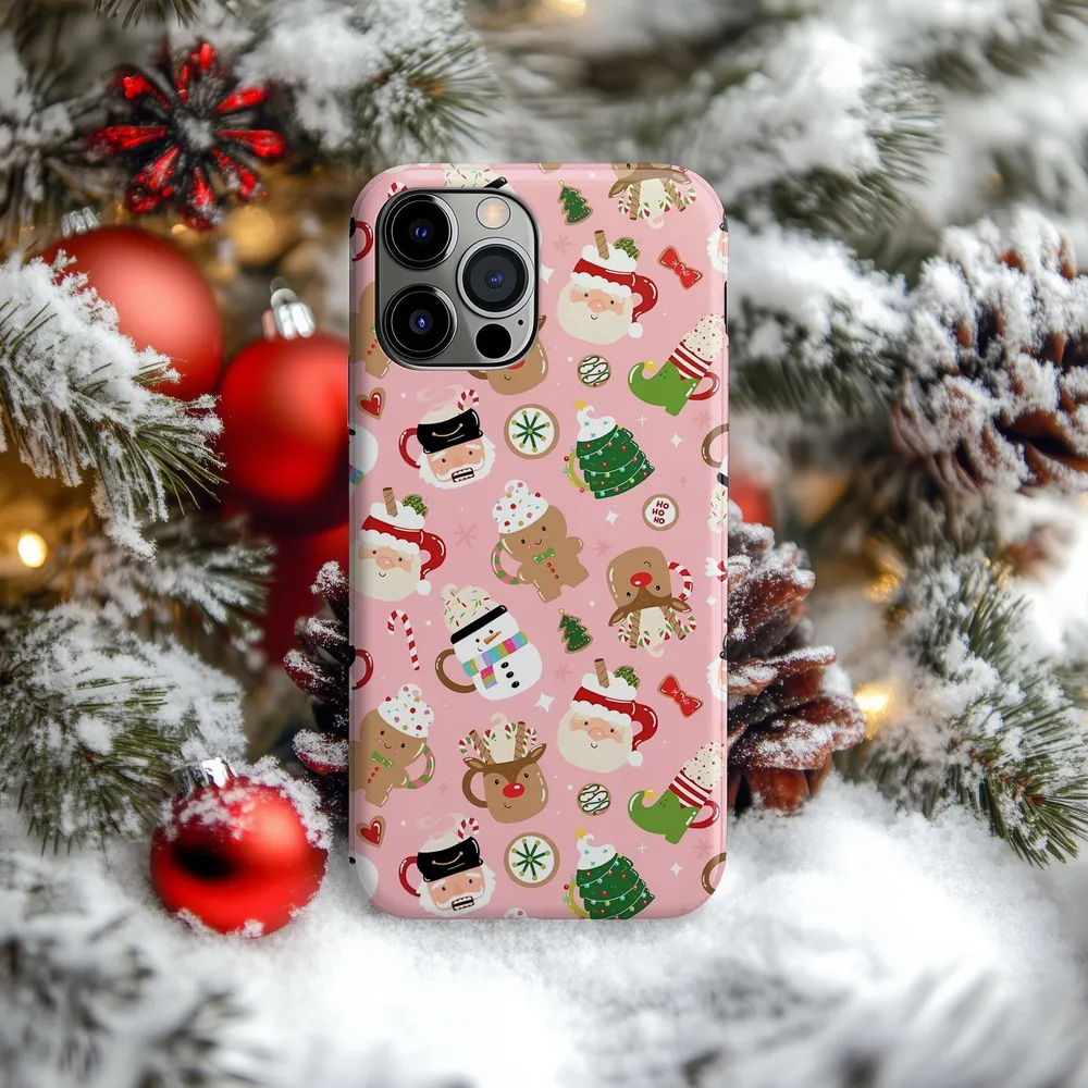 Pink Christmas Santa Gingerbread Festive Phone Case Phonecase