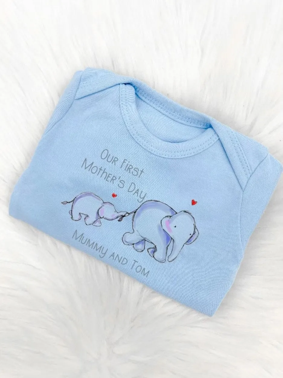 Custom Matching Our First Mother's Day Elephants Mother & Child