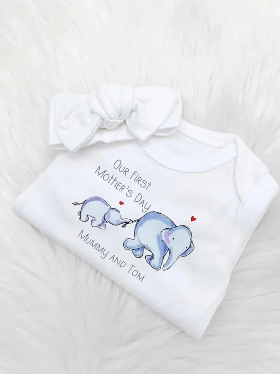 Custom Matching Our First Mother's Day Elephants Mother & Child