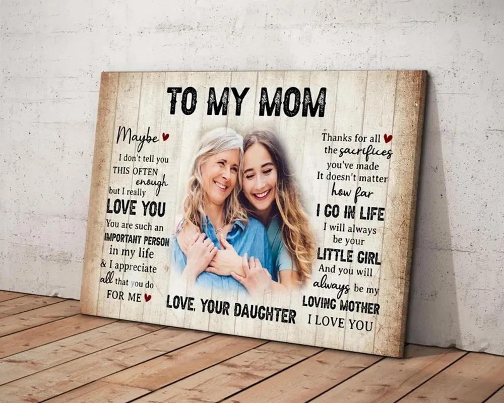 Personalized To My Mom Wall Art, Mom Daughter Home Decor