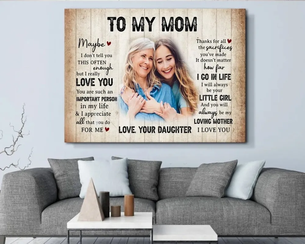 Personalized To My Mom Wall Art, Mom Daughter Home Decor