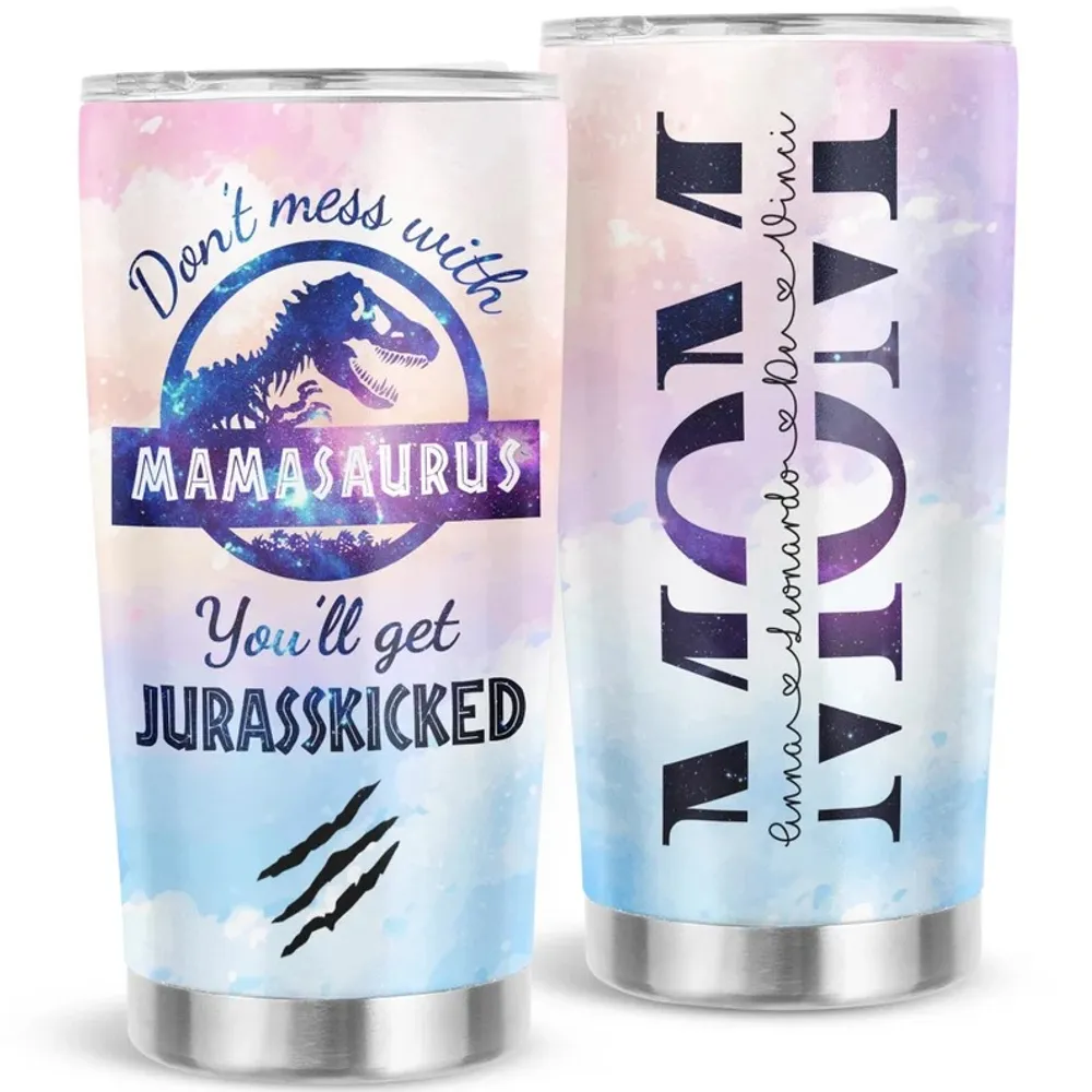  Don't Mess with mamasaurus Tumbler 30oz or 20oz Travel Mug, Cup  Tumbler, Personalized, dadasaurus, Auntasaurus, Uncleasaurus, Mama Dinosaur  : Handmade Products