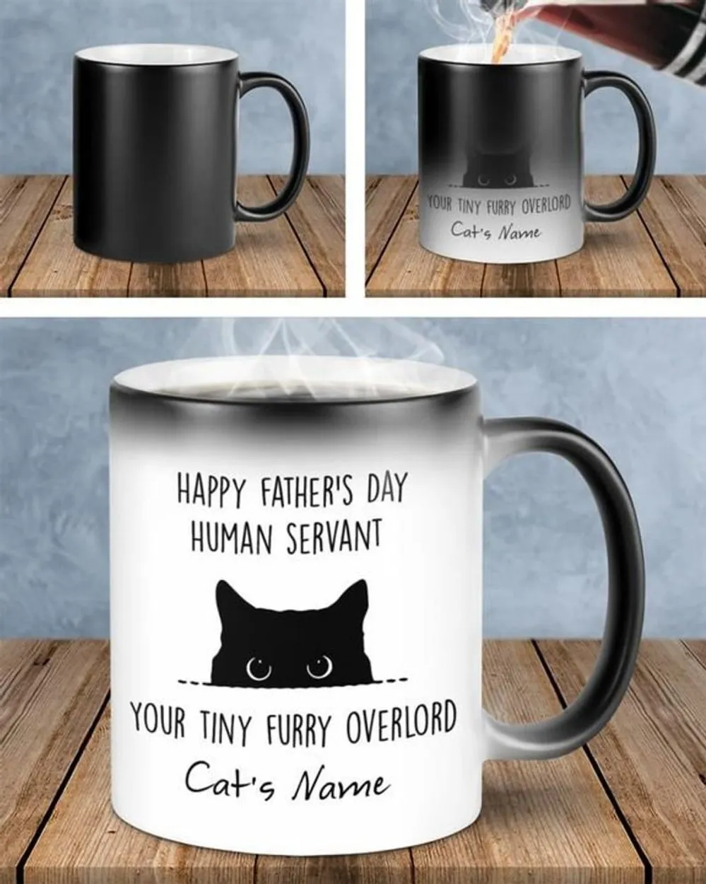 Personalize Black Cat Happy Fathers Day