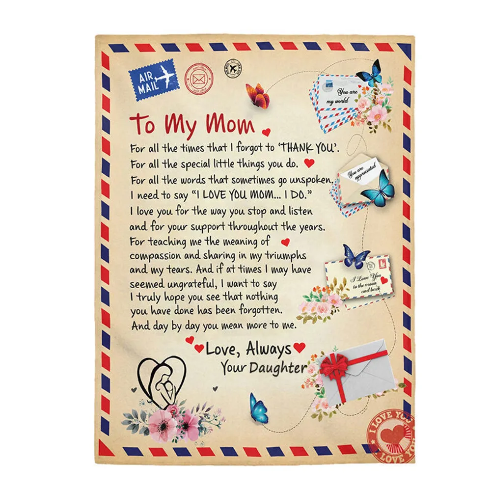 Love Letter Blanket to Mom "Love Always" - Your Daughter
