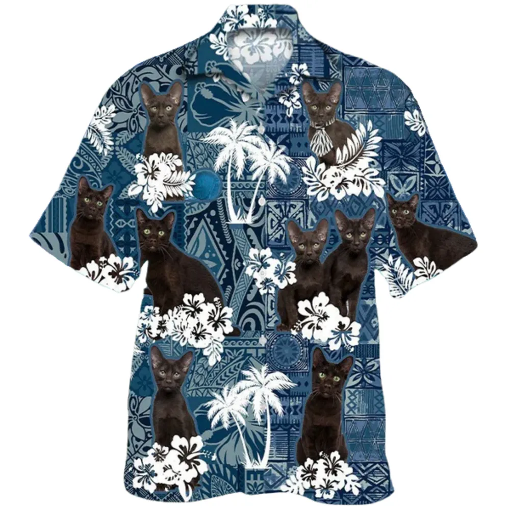 Havana Brown Hawaiian Shirt, 3D All Over Print Cat Hawaiian Shirts, Summer Aloha Beach Shirts