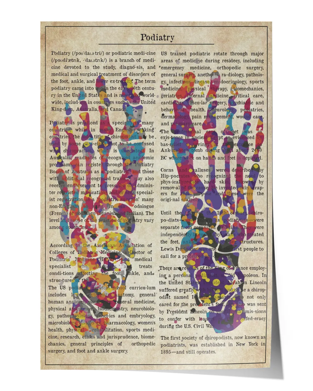 Podiatry Text Watercolor Poster