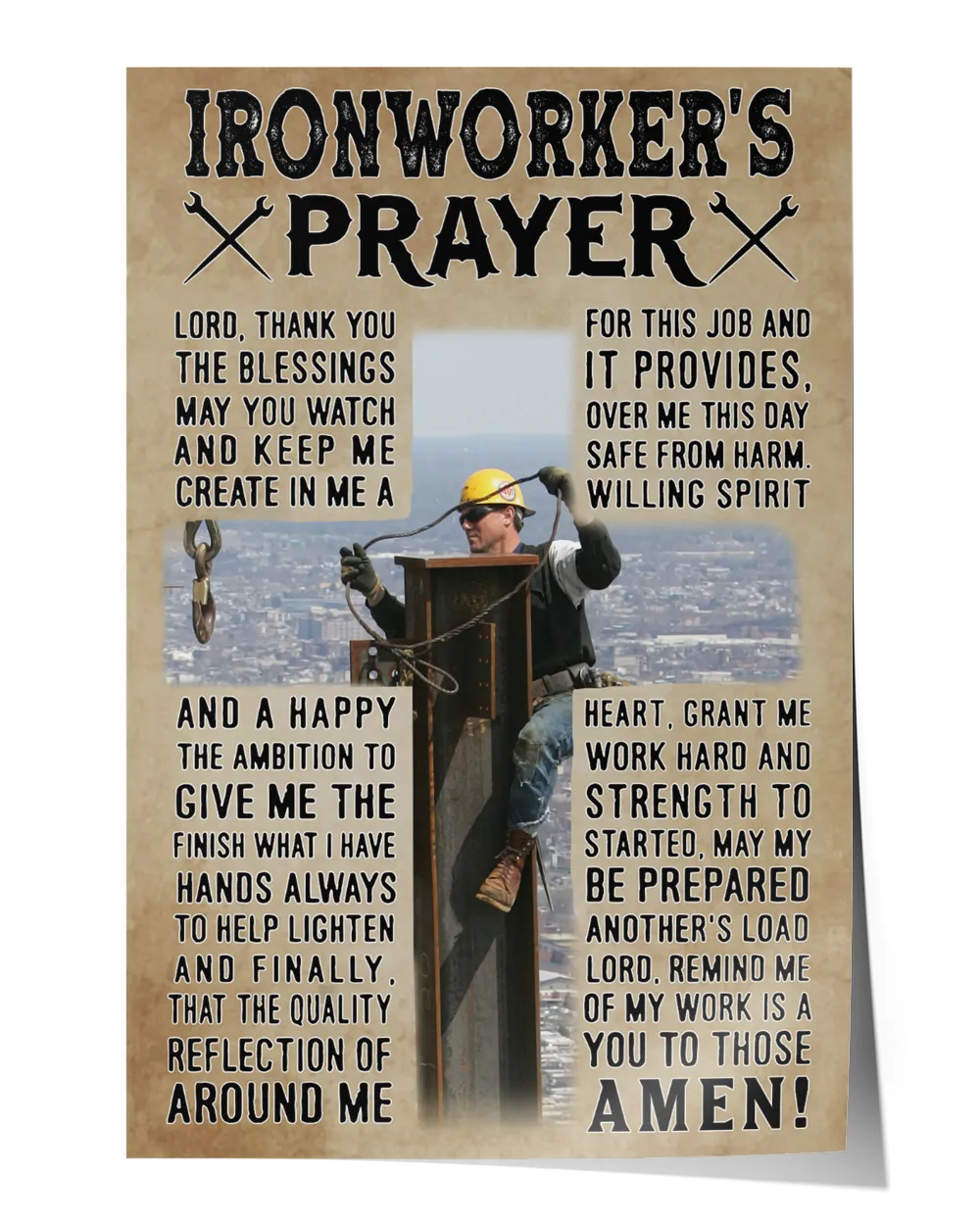 Ironworker Prayer God Poster
