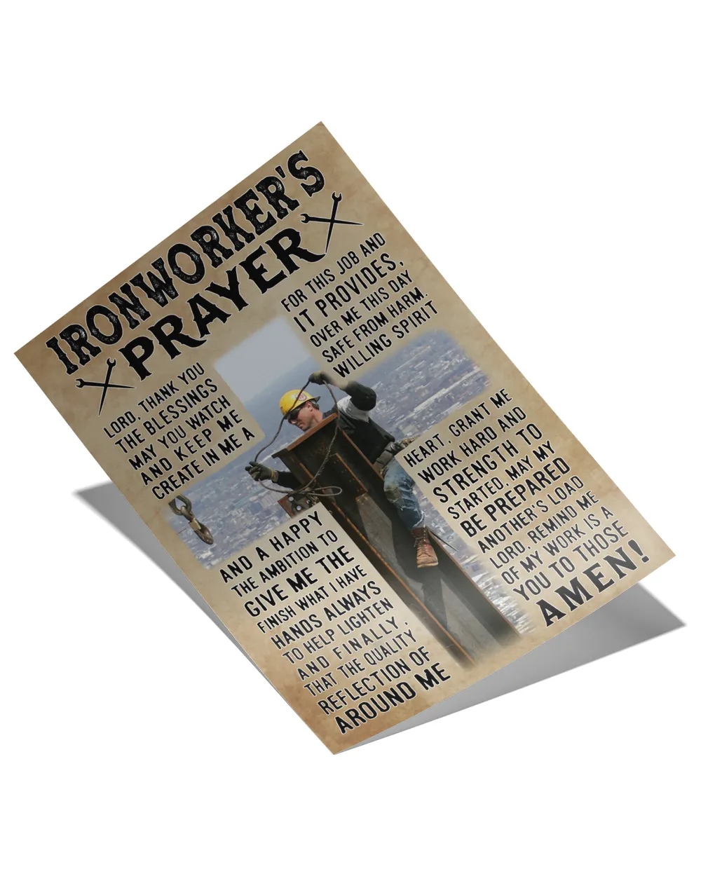 Ironworker Prayer God Poster