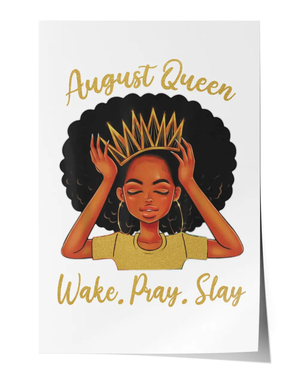 Womens August Birthday August Queen Afro Black Girl Melanin