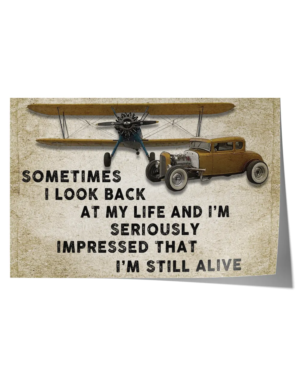 Sometime i look back at my life Satin Landscape Poster (48x32in) white 48x32in
